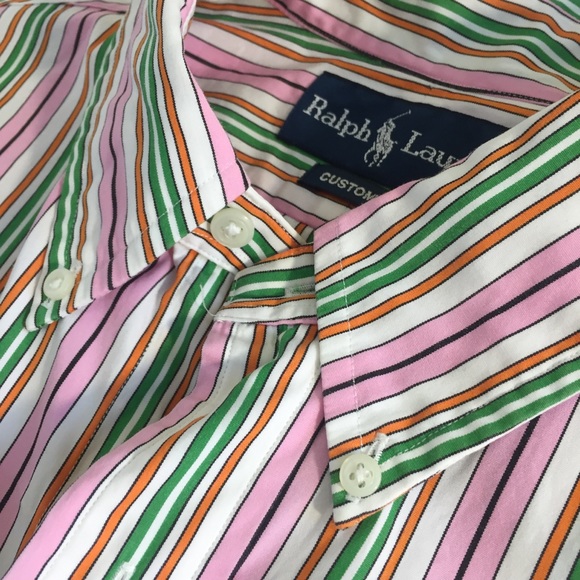 RALPH LAUREN sz 16 button up shirt pink green - Picture 8 of 15